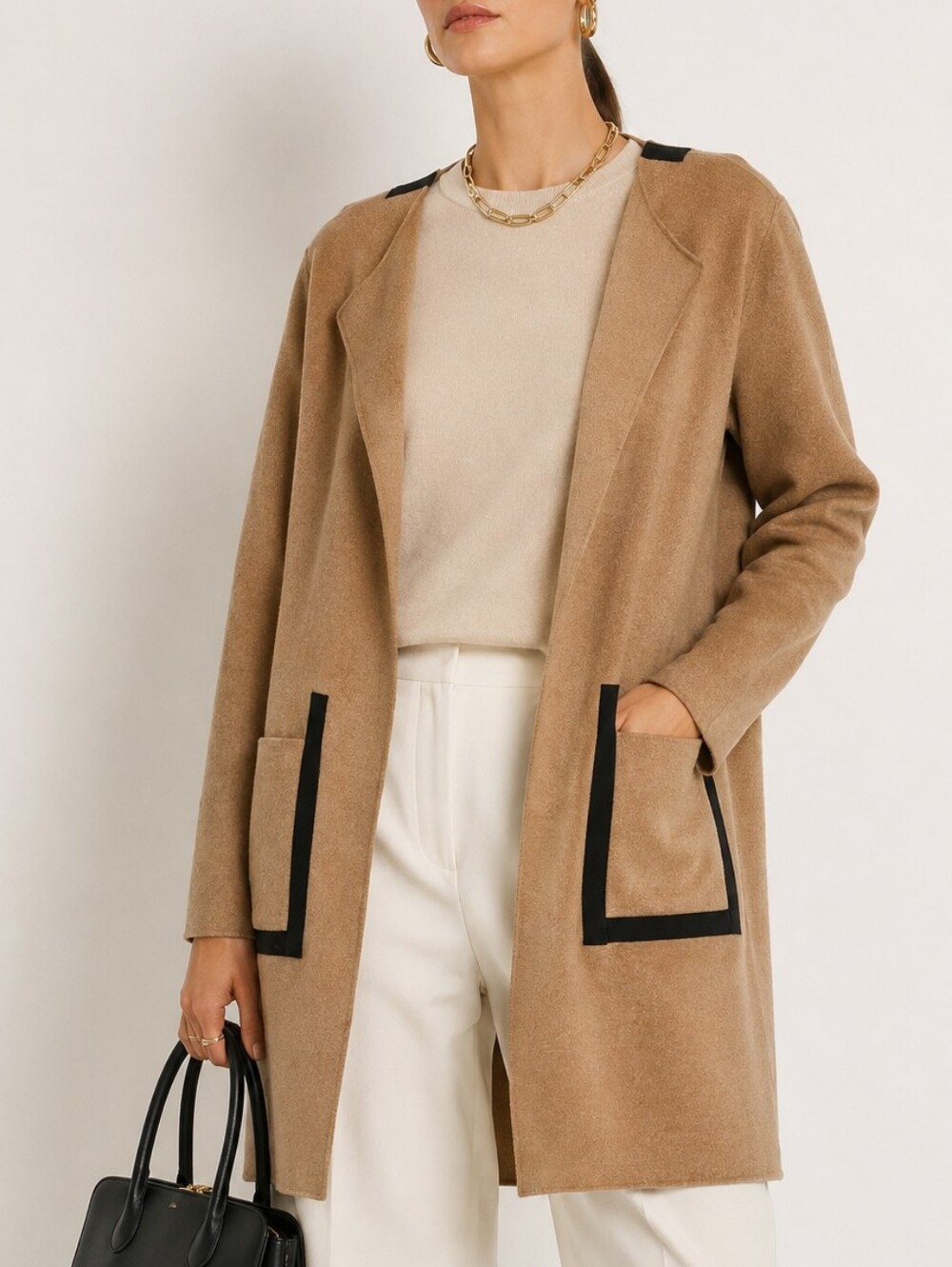 Henriette Steffensen Copenhagen‎ Fleece Duster Cardigan Camel Tan XS Scandi Coat